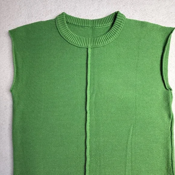 Women’s Lightweight Cap Sleeve Knit Top – Kelly Green, Loose Fit Pullover SMALL - Picture 4 of 9